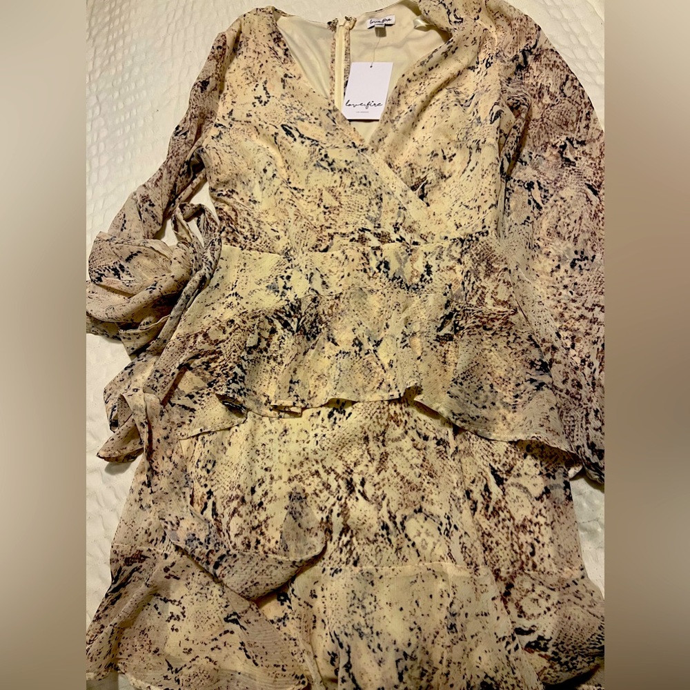 Love Fire long sleeve printed dress